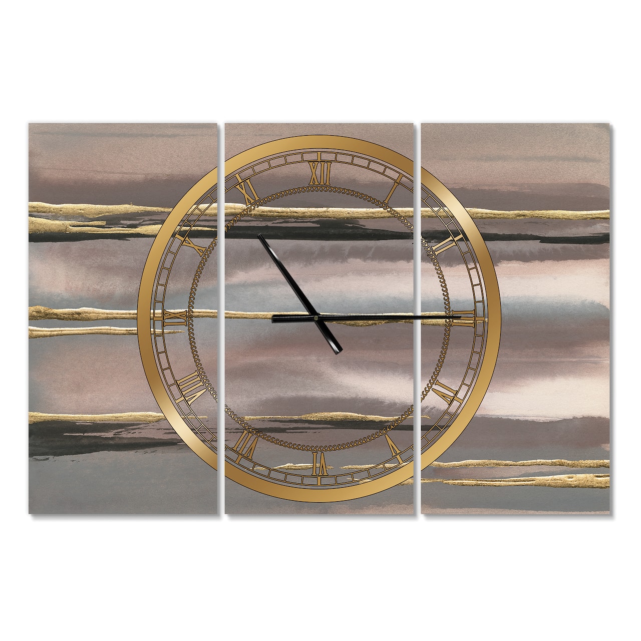 Designart 'Glamorous Morning Fog I Modern Multipanel Wall Clock